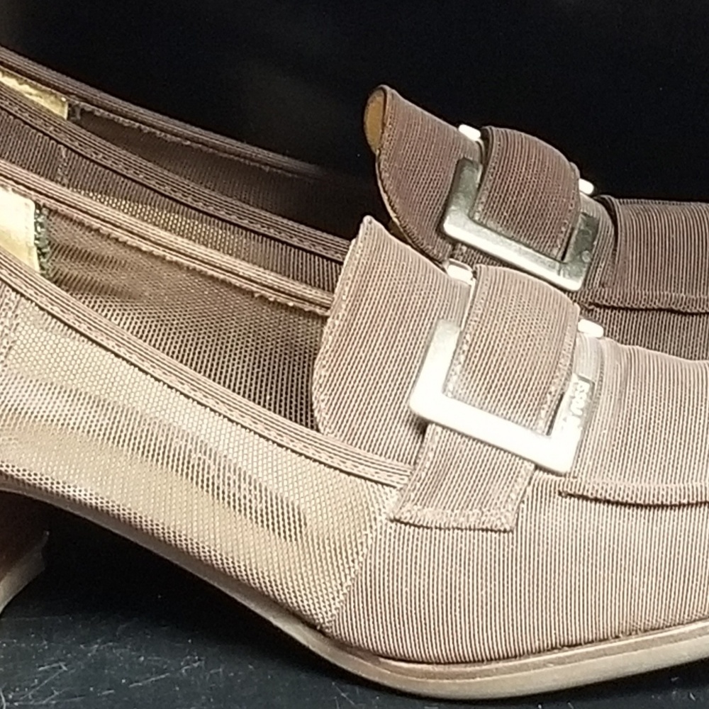 Sergio Rossi Italy Brown Fabric Slip On Heels sz 8
